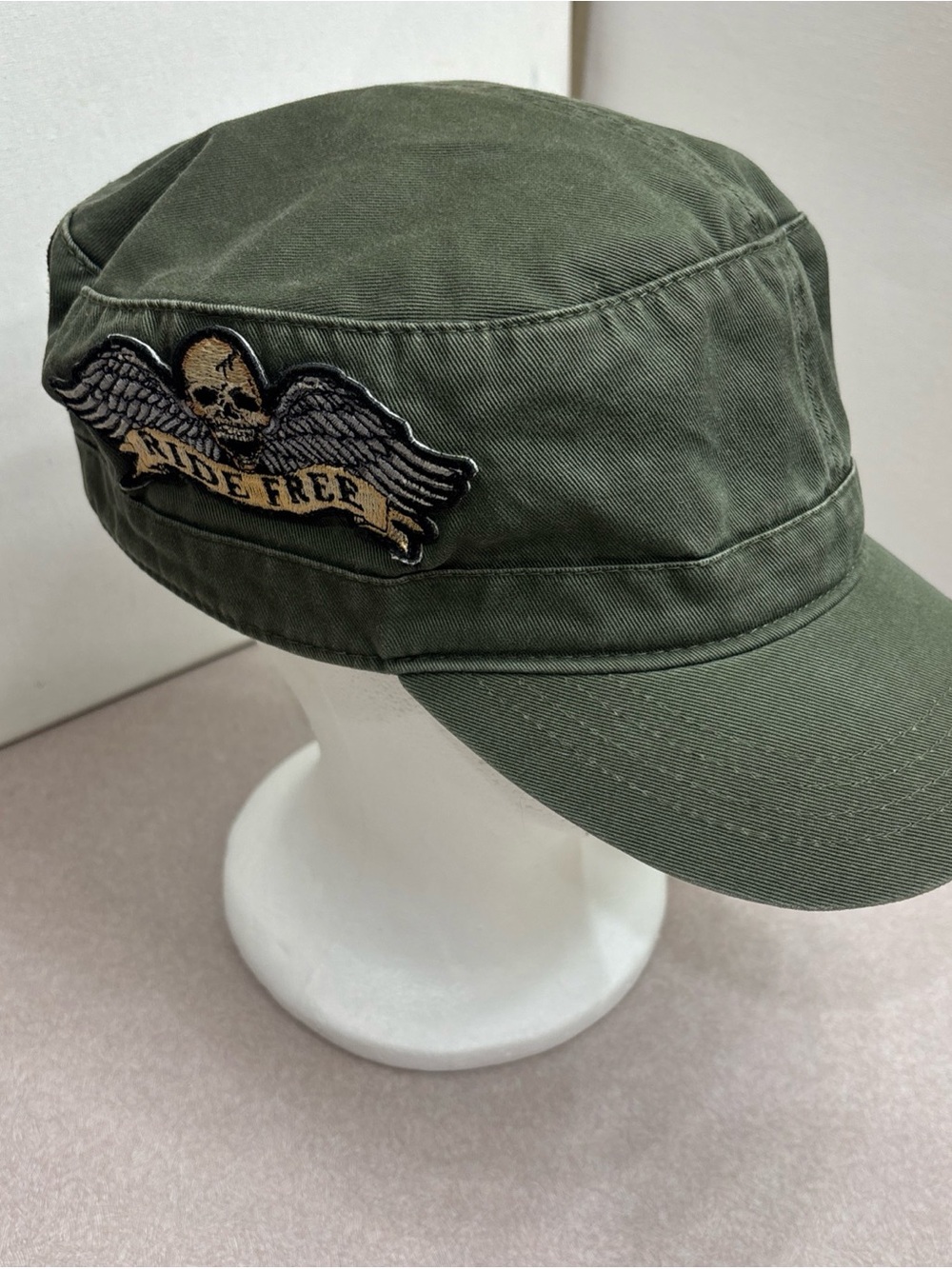 Military Green Ride Free Alabama Patches Cadet Hat Cap Motorcycle Biker One Size